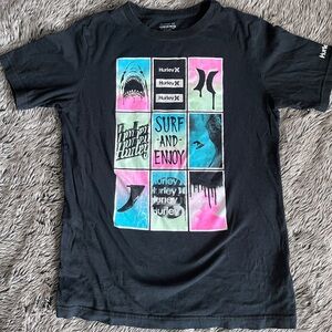 Hurley Black Tee with Vibrant Graphic Blocks Boy’s Size XL 13-15